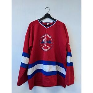 Chicago Patriots Hockey Jersey Mens Red Blue Mesh Number 14 Player 14 Shirt